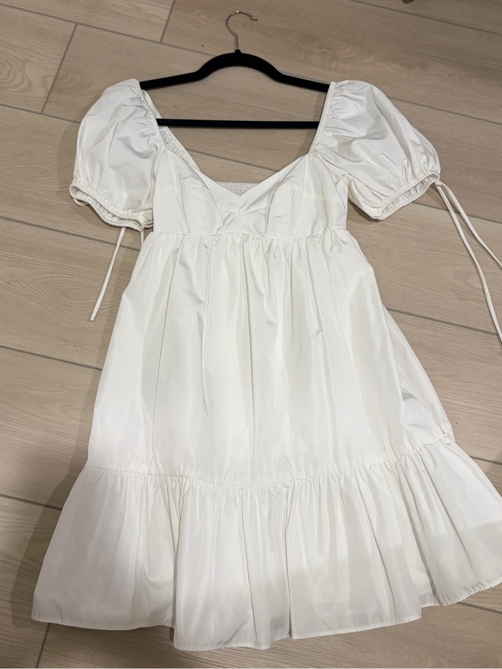 Amanda Uprichard White Puff Sleeve Babydoll Dress